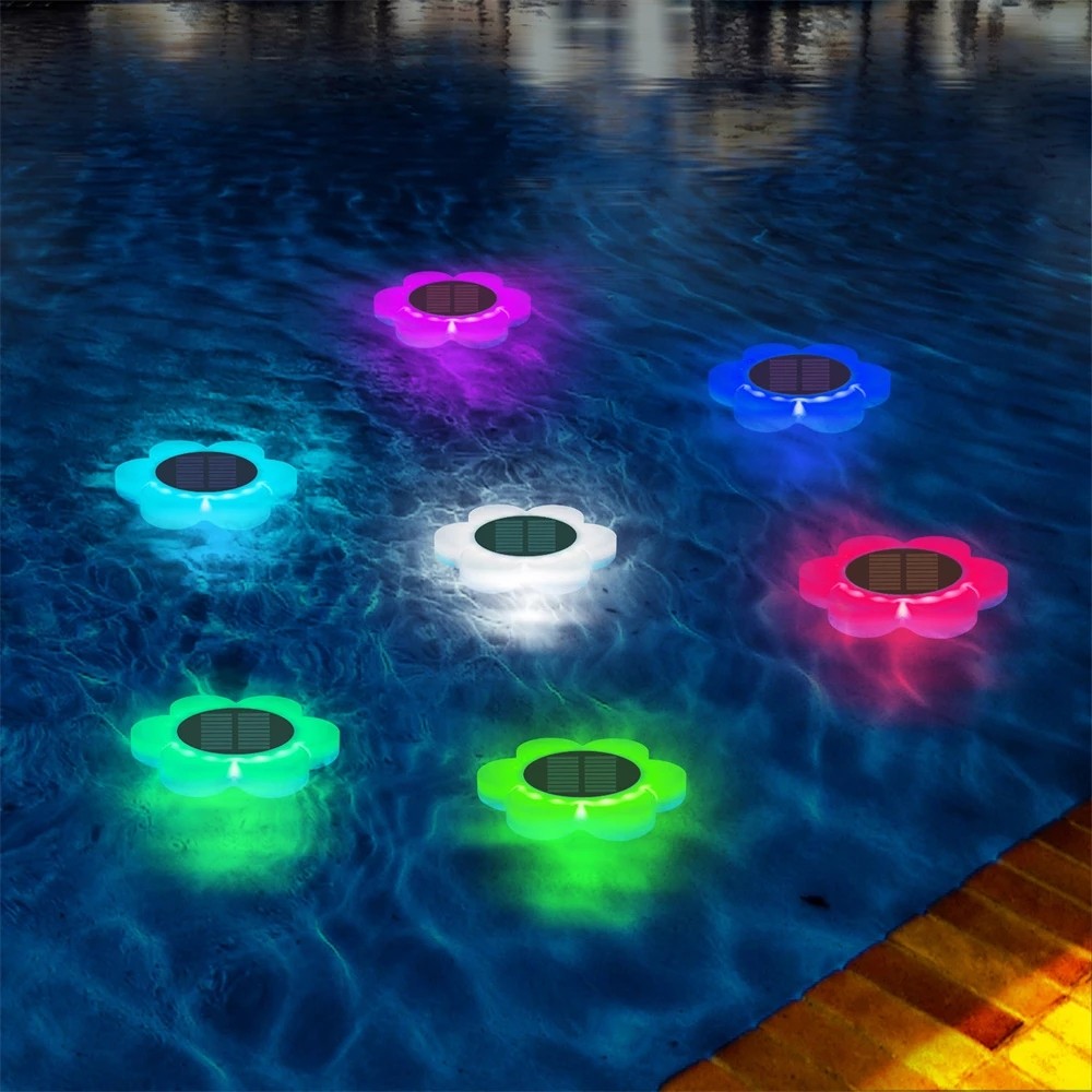 RGB LED 태양광 플로팅 수영장 조명, 원격 제어 IP68 방수 야외 태양광 조명, 파티오 수영장 장 방수 LED 조명
